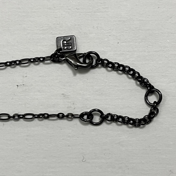 Banana Republic stone statement necklace- silver black grey mixed shape stones - Picture 7 of 7